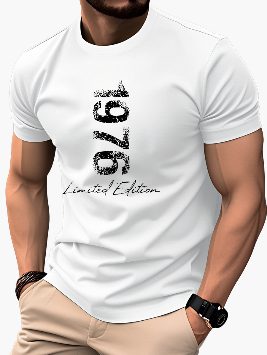 Herr T-shirt 1976 Limited Edition Retro Stil – Casual Trendig Kortärmad