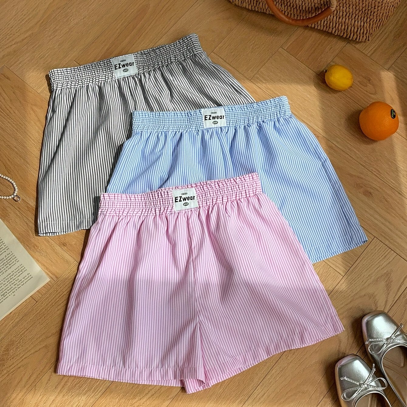 Damers randiga avslappnade pyjamasshorts – perfekt för vardagskomfort och sommar