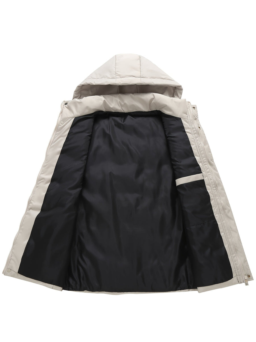 Vadderad väst med huva och dragsko, unisex, i olika färger