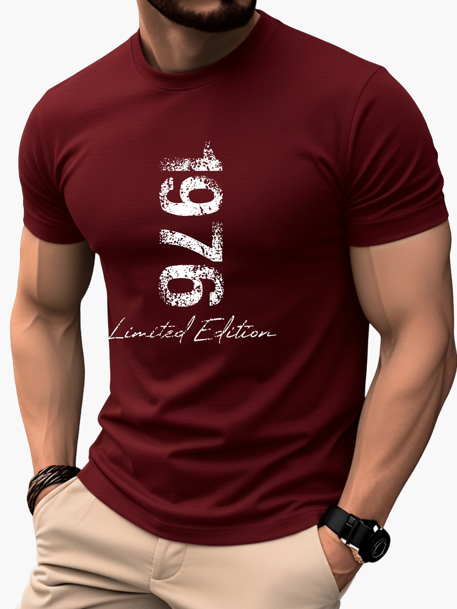 Herr T-shirt 1976 Limited Edition Retro Stil – Casual Trendig Kortärmad