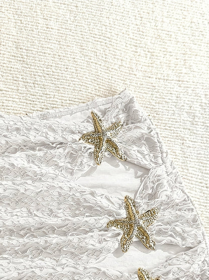 Dam Strandminikjol med Sjöstjärne-detaljer och Textur – Semester och Resortmode