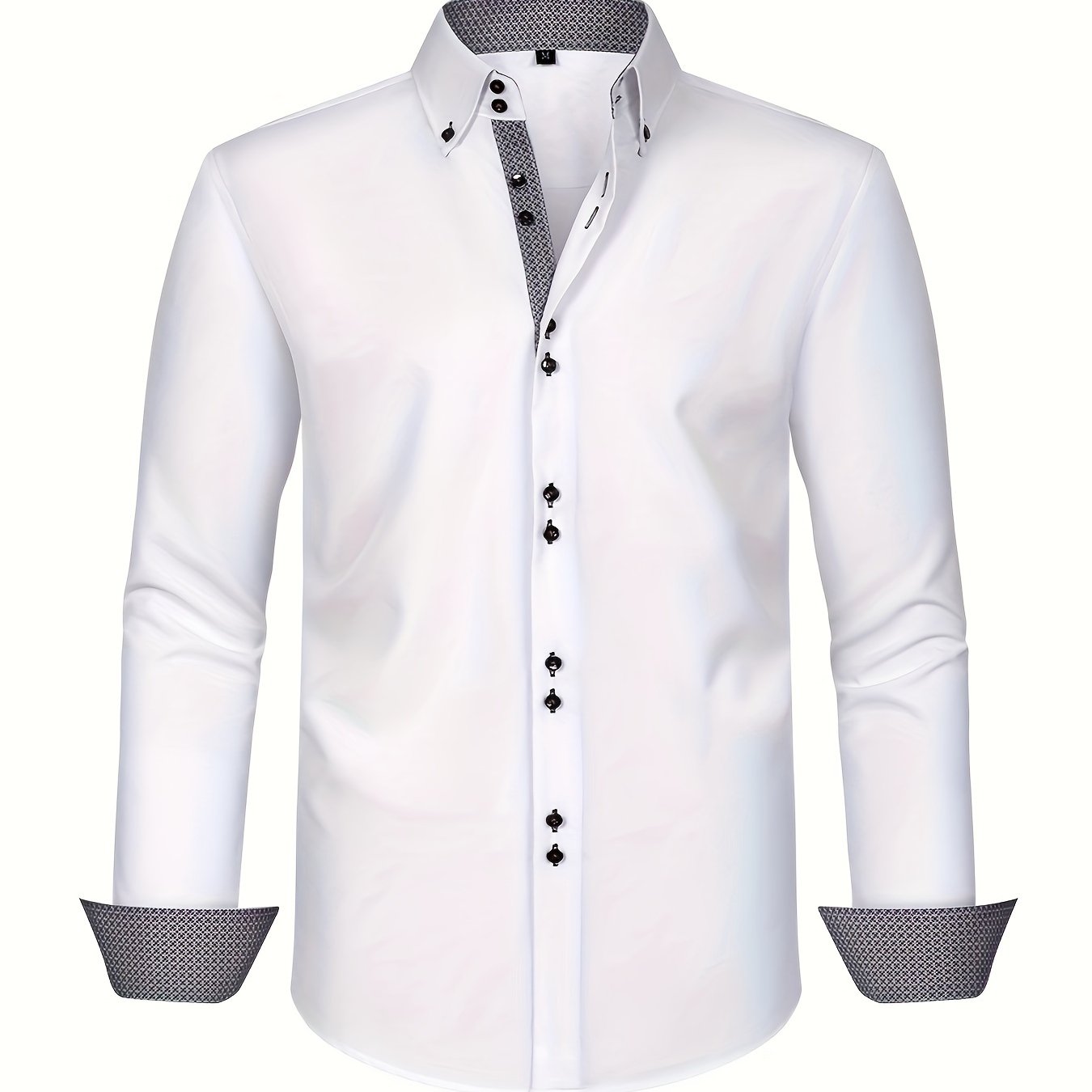 Herrskjorta Elegant Affärslook Långärmad Slim Fit – Perfekt för Kontor och Fest