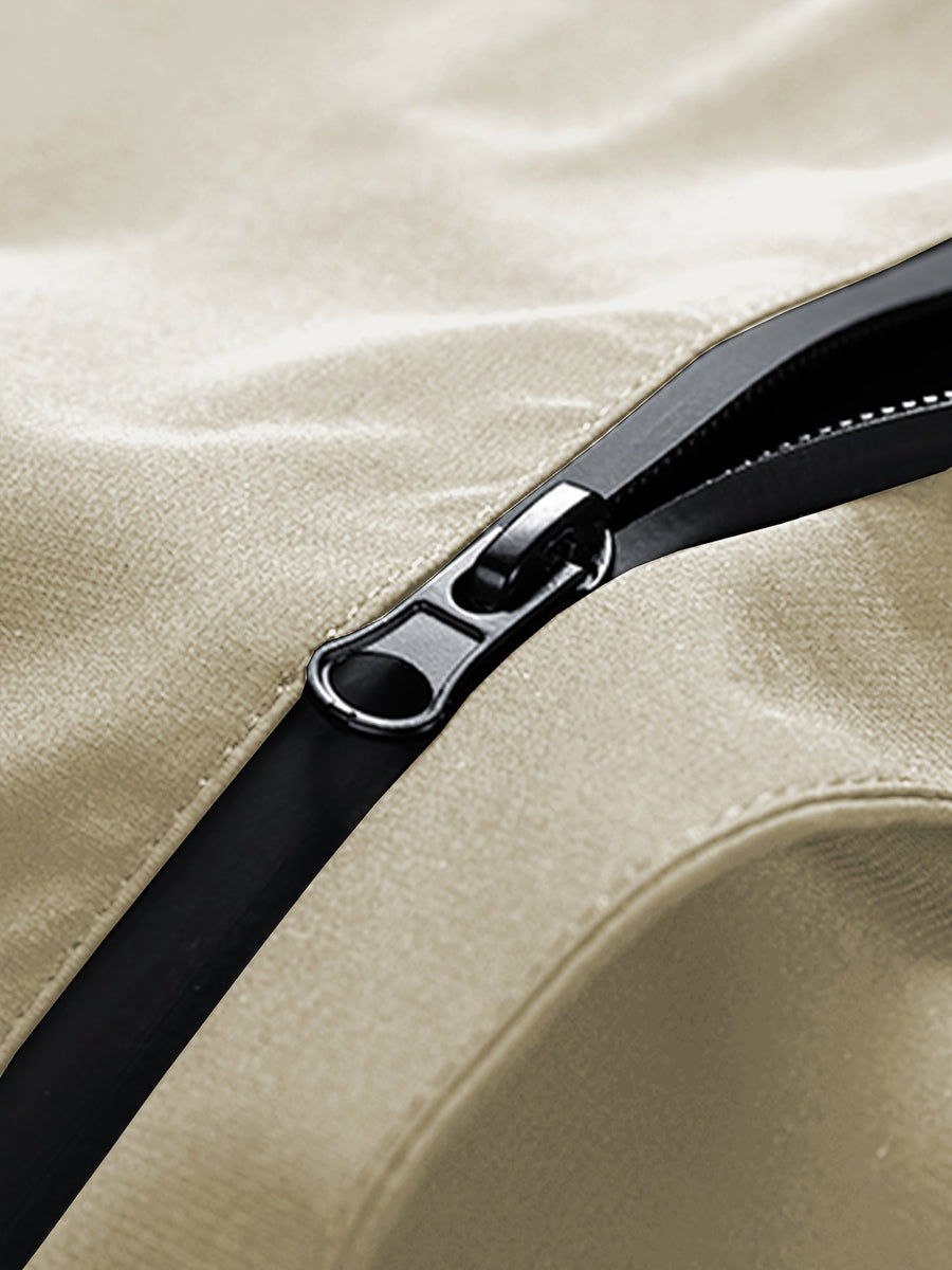 Unisex Parkasjacka med Huva och Fickor, Beige