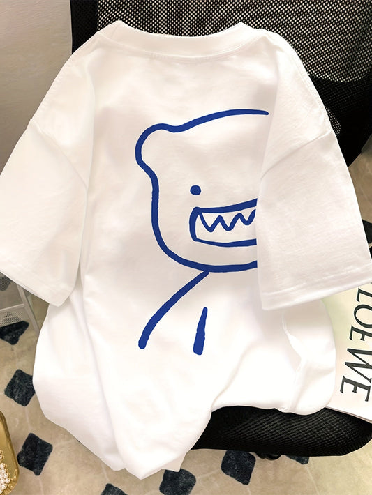 Herr T-shirt med konstnärligt björnmotiv och modern streetwear-stil
