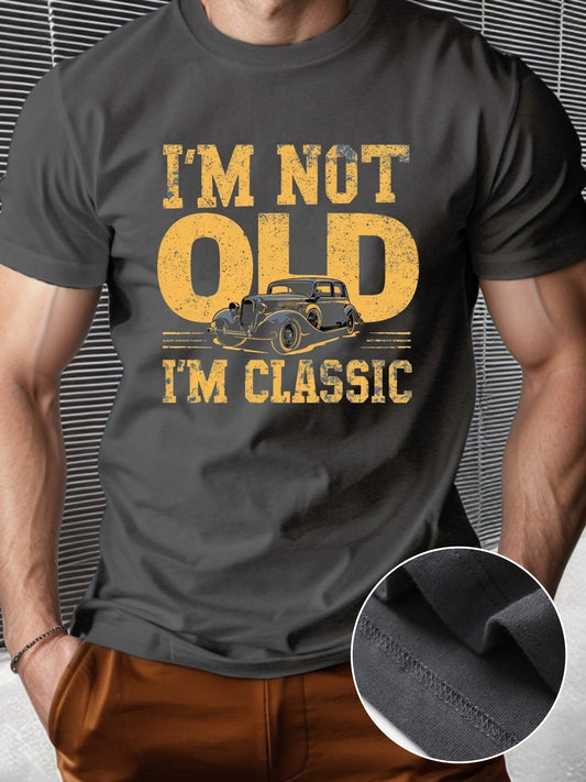 Herr T-shirt med Vintagebil – Rolig Present till Klassikerälskare, Casual Stil