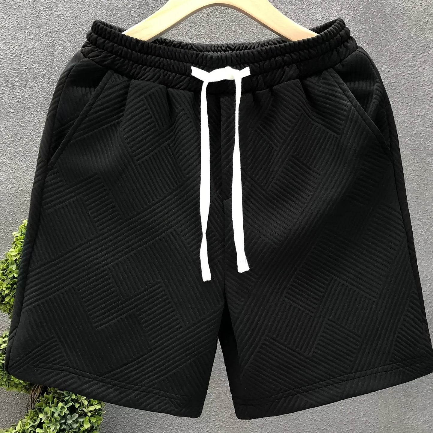 Herrshorts Avslappnad Stil Med Präglat Mönster För Fritid Och Träning