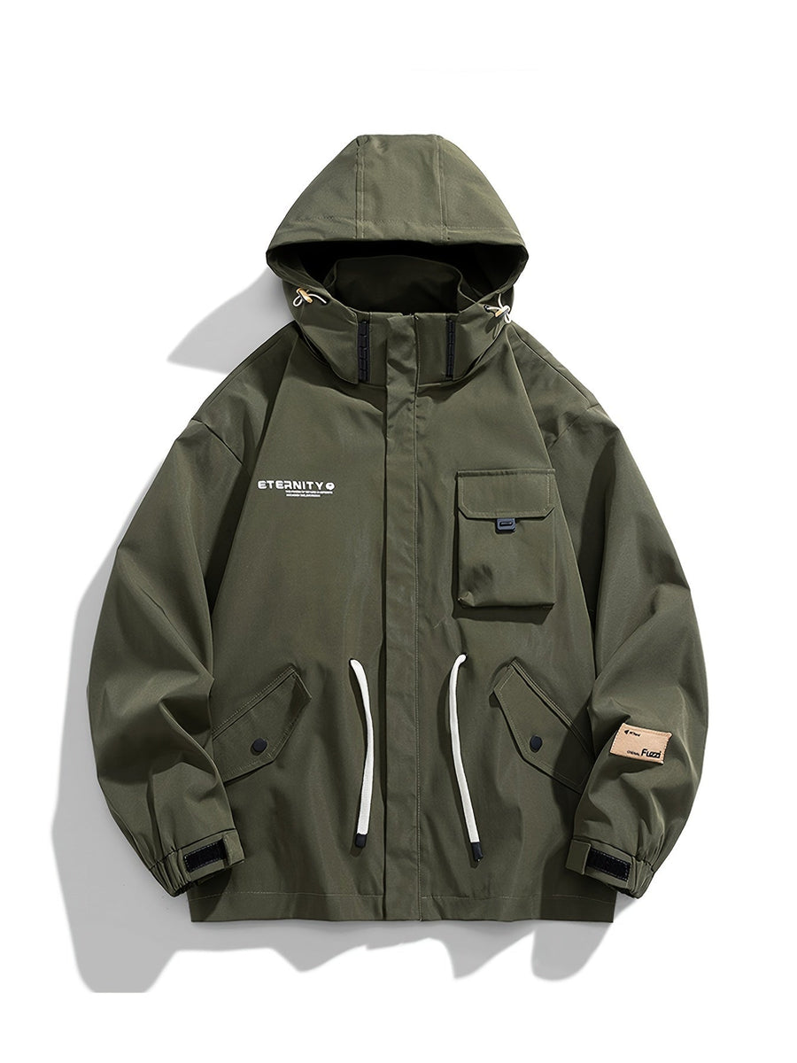 Unisex Parkasjacka med Huva och Fickor, Beige