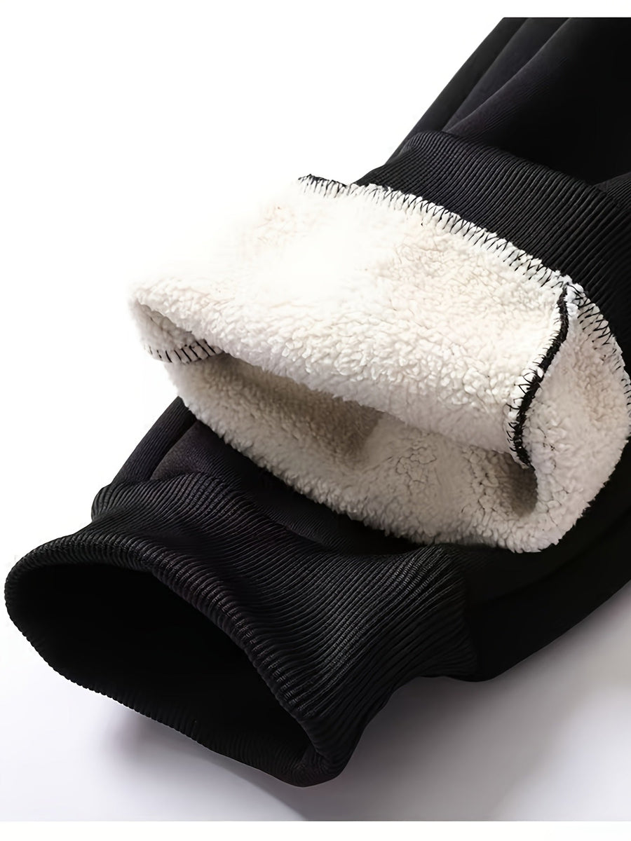 Herr Joggingbyxor Fleecefodrade 3-pack med Dragkedjefickor och Dragsko