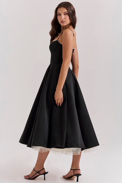 Damklänning Festklänning Elegant Vintage Stil Balklänning med Markerad Midja och Vid Kjol