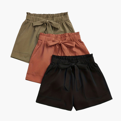 Damshorts med rosett, avslappnad strandstil, 3-pack