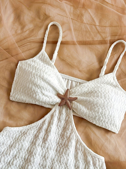 Damernas strandklänning bodycon miniklänning med utskärning och sjöstjärne-detalj – perfekt för semester och sommarfester