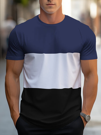 Herr T-shirt med färgblock – Modern och avslappnad stil för vardagsbruk