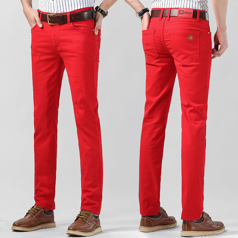 Herrbyxor Slim Raka Stretch Byxa Modern Fritidsstil
