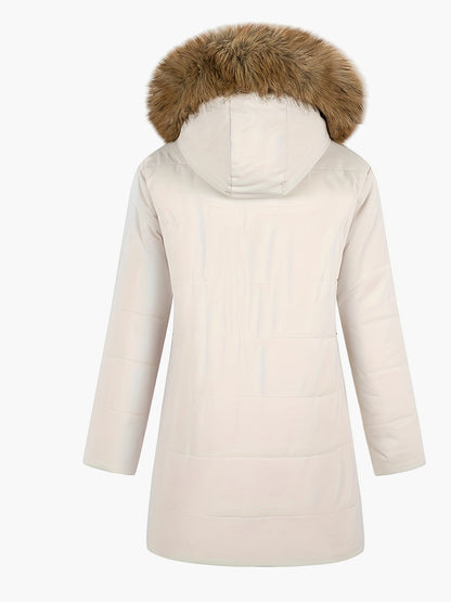 Dam Parkas Vinterjacka med Fuskpäls – Elegant och Varm för Kallt Väder