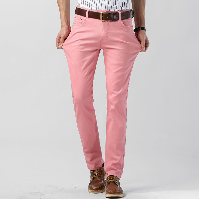 Herrbyxor Slim Raka Stretch Byxa Modern Fritidsstil