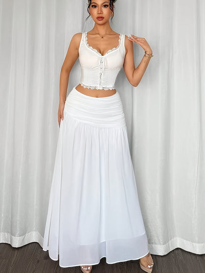 Dam Maxi Strandkjol Elegant Draperad Semesterstil