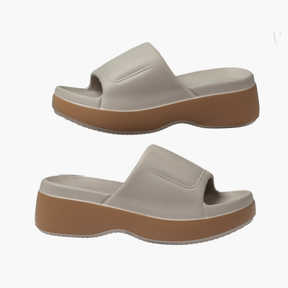 Damsandaler med platåsula och öppen tå – Trendiga slip-in tofflor för sommar och vardag