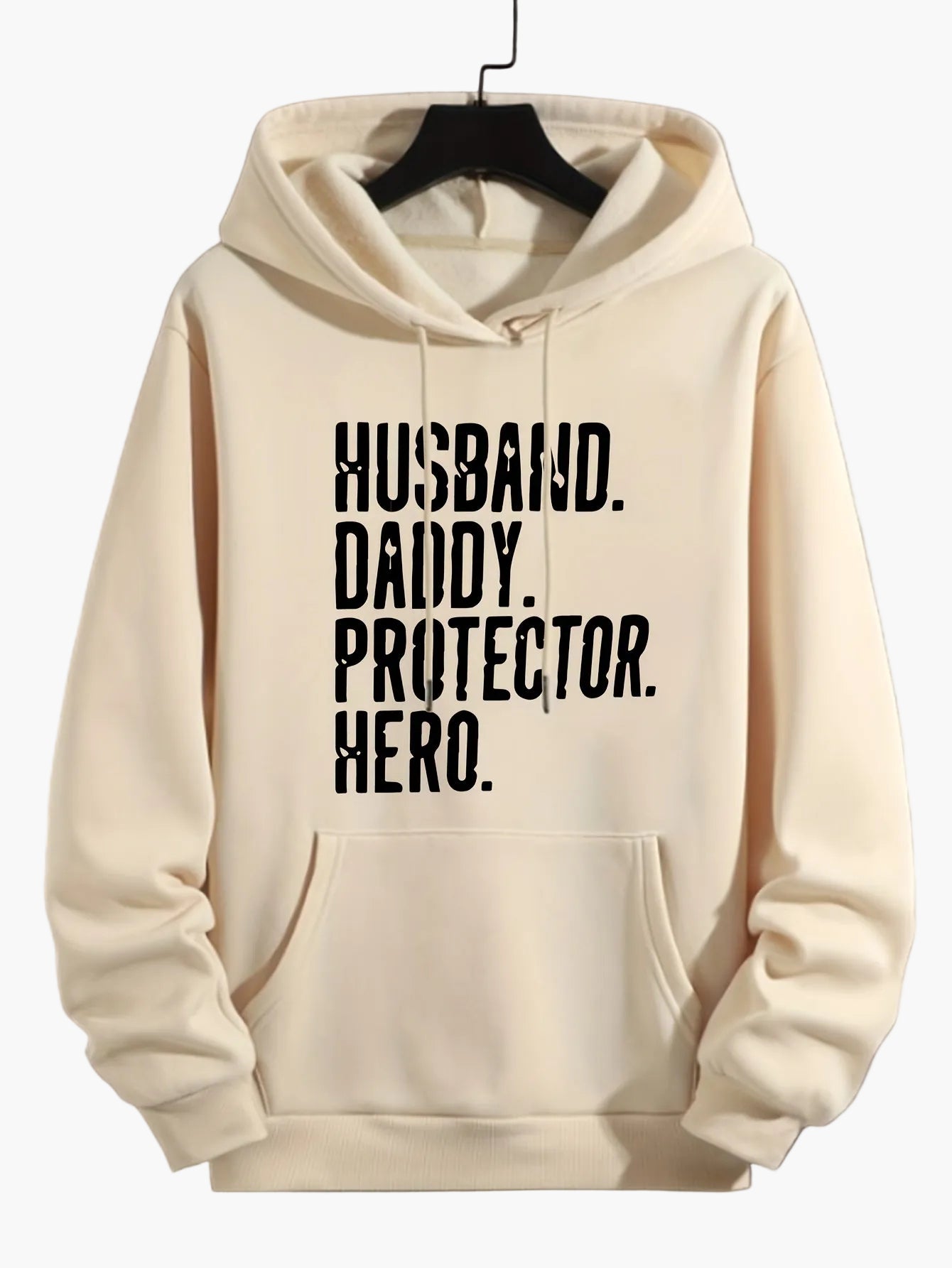 Herr Hoodie med Text – Husband Daddy Protector Hero – Casual Stil för Fars Dag och Familjeaktiviteter