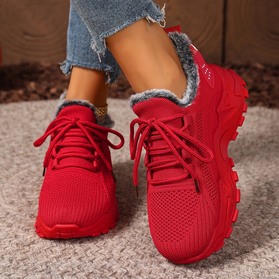 Röda Damsneakers med Fodrad Kant och Snörning