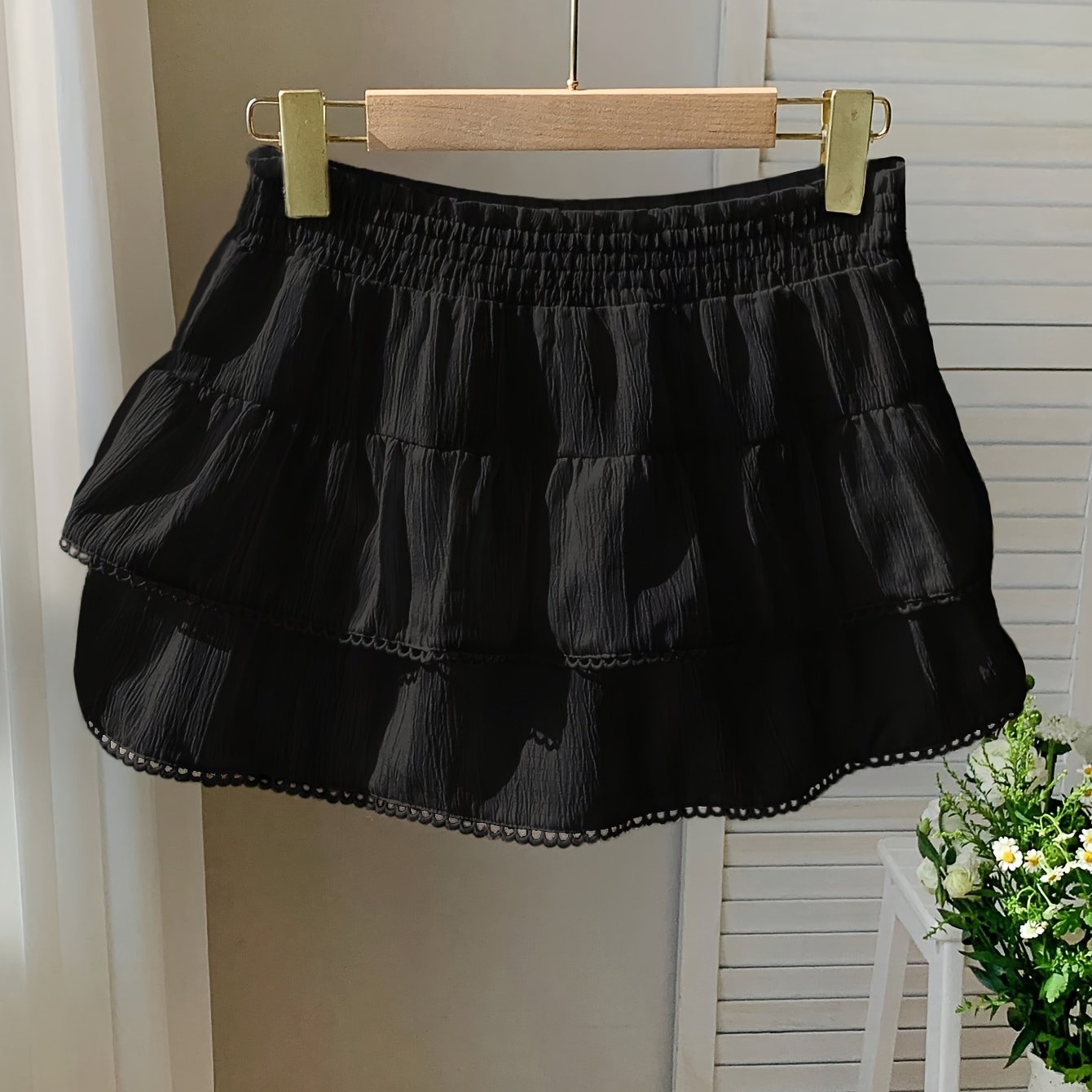 Dam Kjol Mini Volang Romantisk Sommar Fest