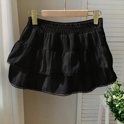 Dam Kjol Mini Volang Romantisk Sommar Fest