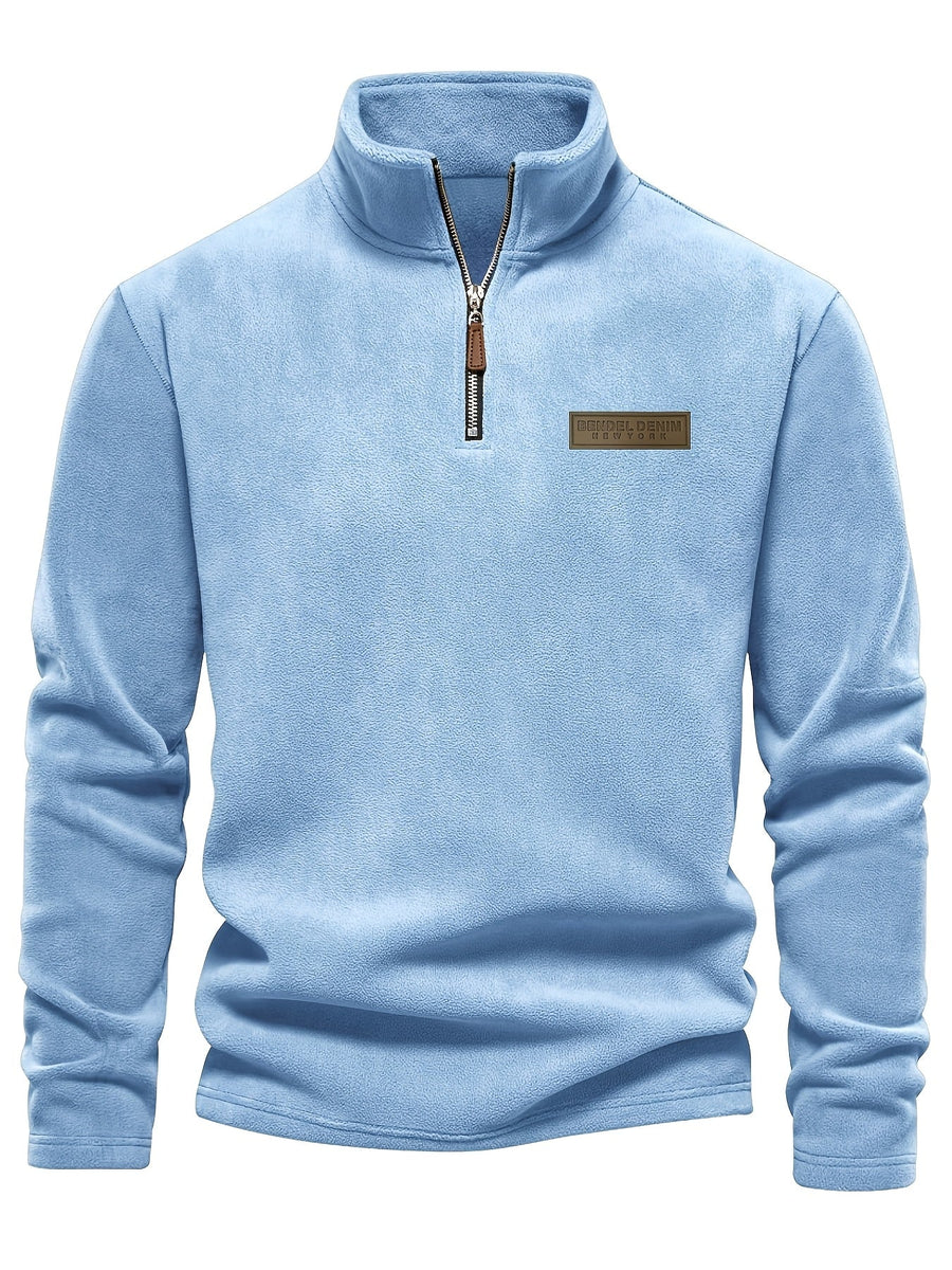 Men's Quarter-Zip Fleece Pullover with Logo Patch