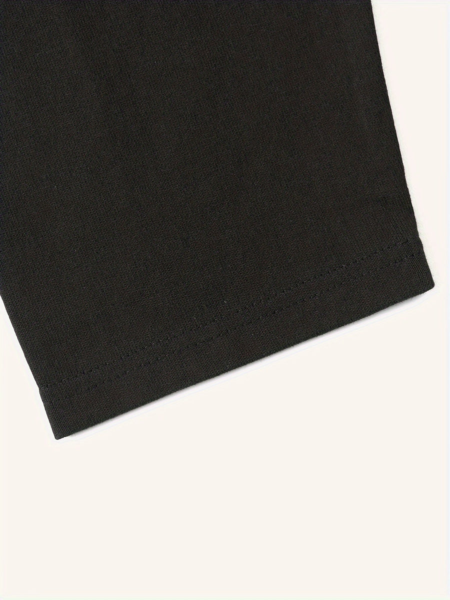 Unisex Långärmad T-shirt i Enfärgad Lös Passform med Rund Hals