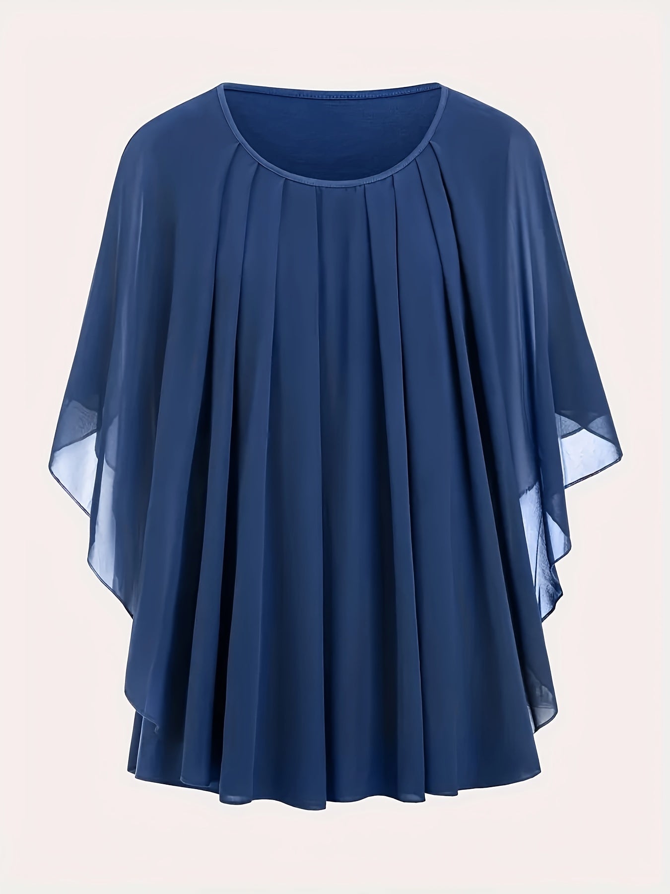 Dam Elegant Plisserad Ponchoblus för Fest och Vardag
