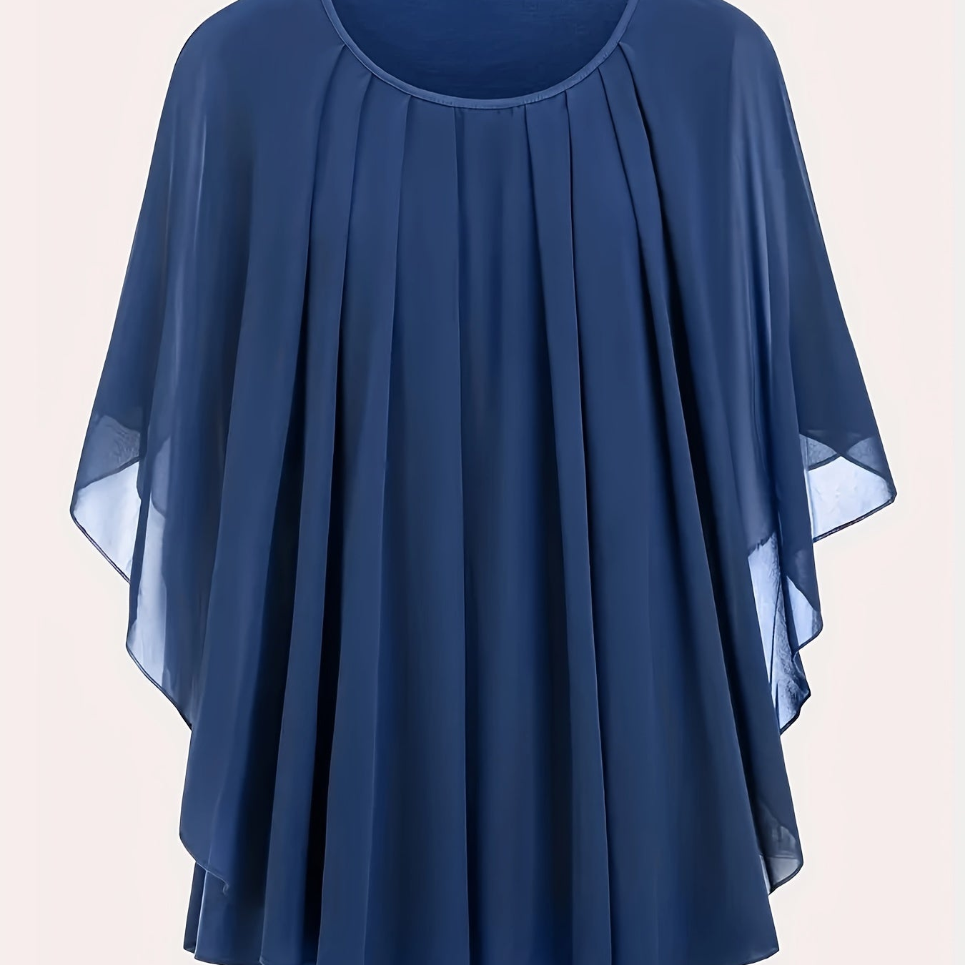 Dam Elegant Plisserad Ponchoblus för Fest och Vardag