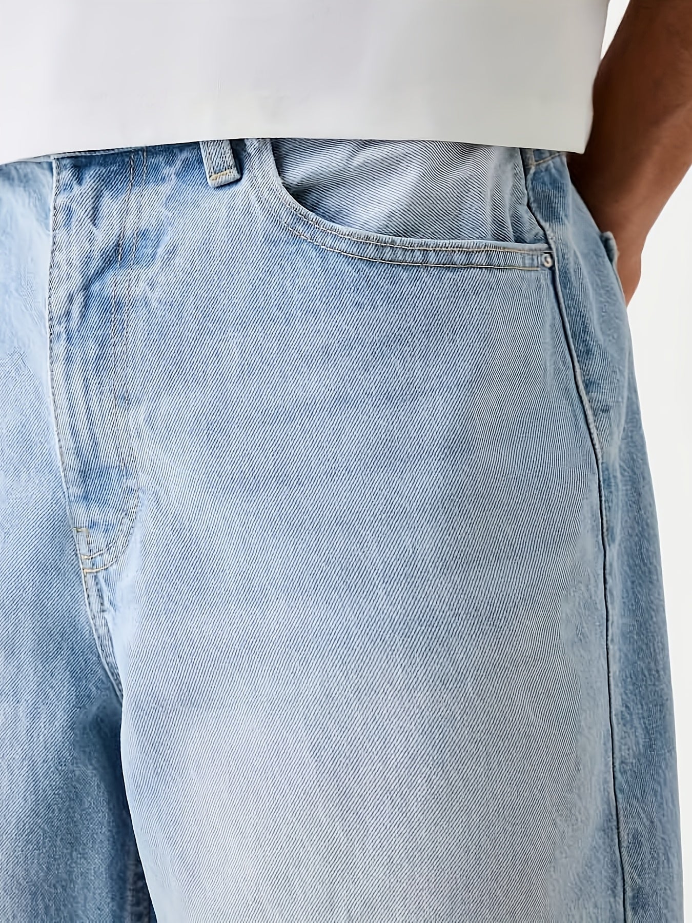 Herr Bermuda Jeansshorts Lös Passform Streetwear