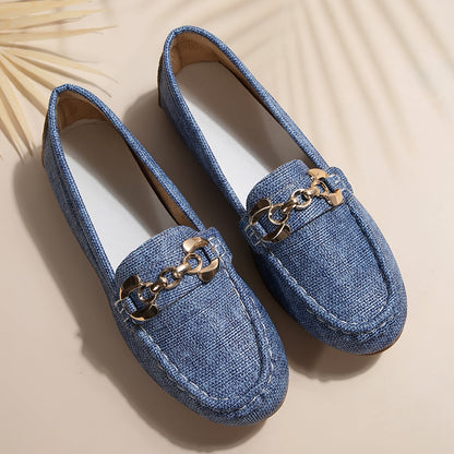 Damloafers Slip-on med Kedjedetalj Elegant Vardagsstil