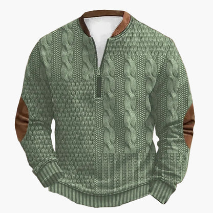 Herrtröja med halv dragkedja – Stickad look, vardagsstil, modern design