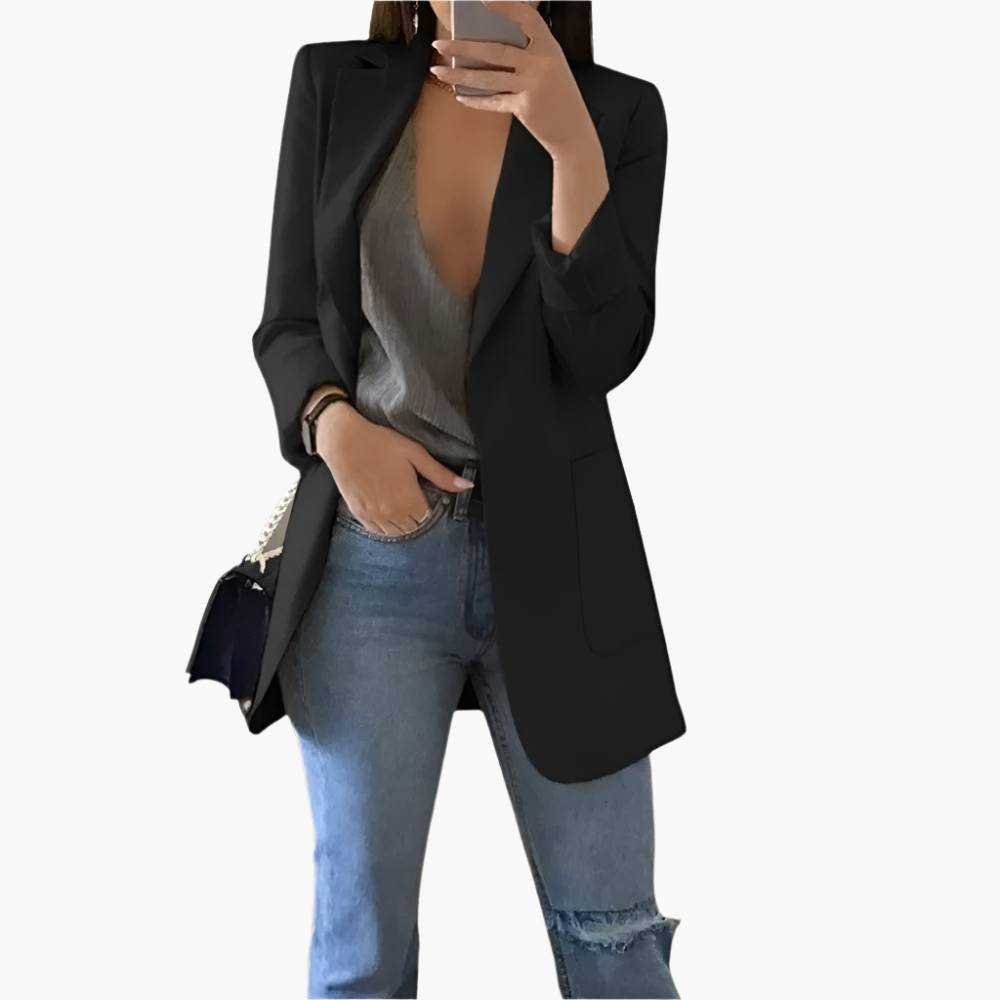 Dam Blazer Lång Elegant Stil – Modern Kontors- och Vardagslook