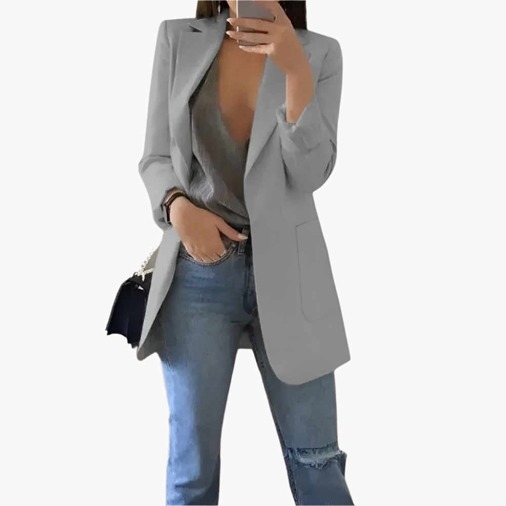 Dam Blazer Lång Elegant Stil – Modern Kontors- och Vardagslook