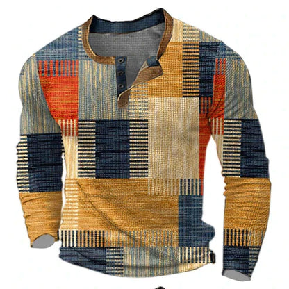 Herrtröja Patchwork Casual – Modern Stickad Tröja för Höst och Vinter