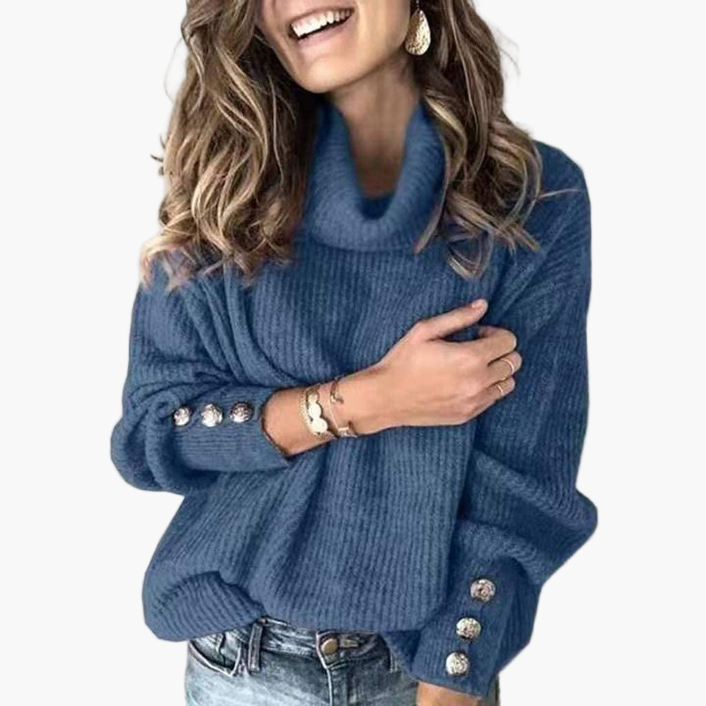 Damtröja med Polokrage och Knappar – Avslappnad och Stilren Pullover för Vardag & Fritid