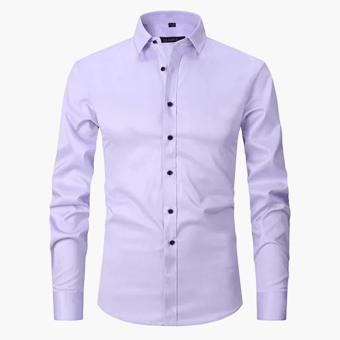 Herrskjorta Slim Fit Affär Elegant Skrynkelfri Långärmad