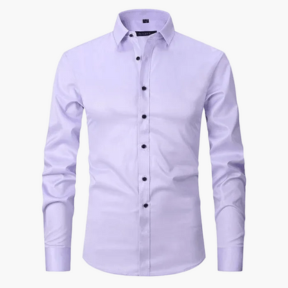 Herrskjorta Slim Fit Affär Elegant Skrynkelfri Långärmad