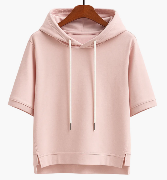 Dam Kortärmad Hoodie med Huva – Avslappnad och Modern Streetwear för Vardagsbruk