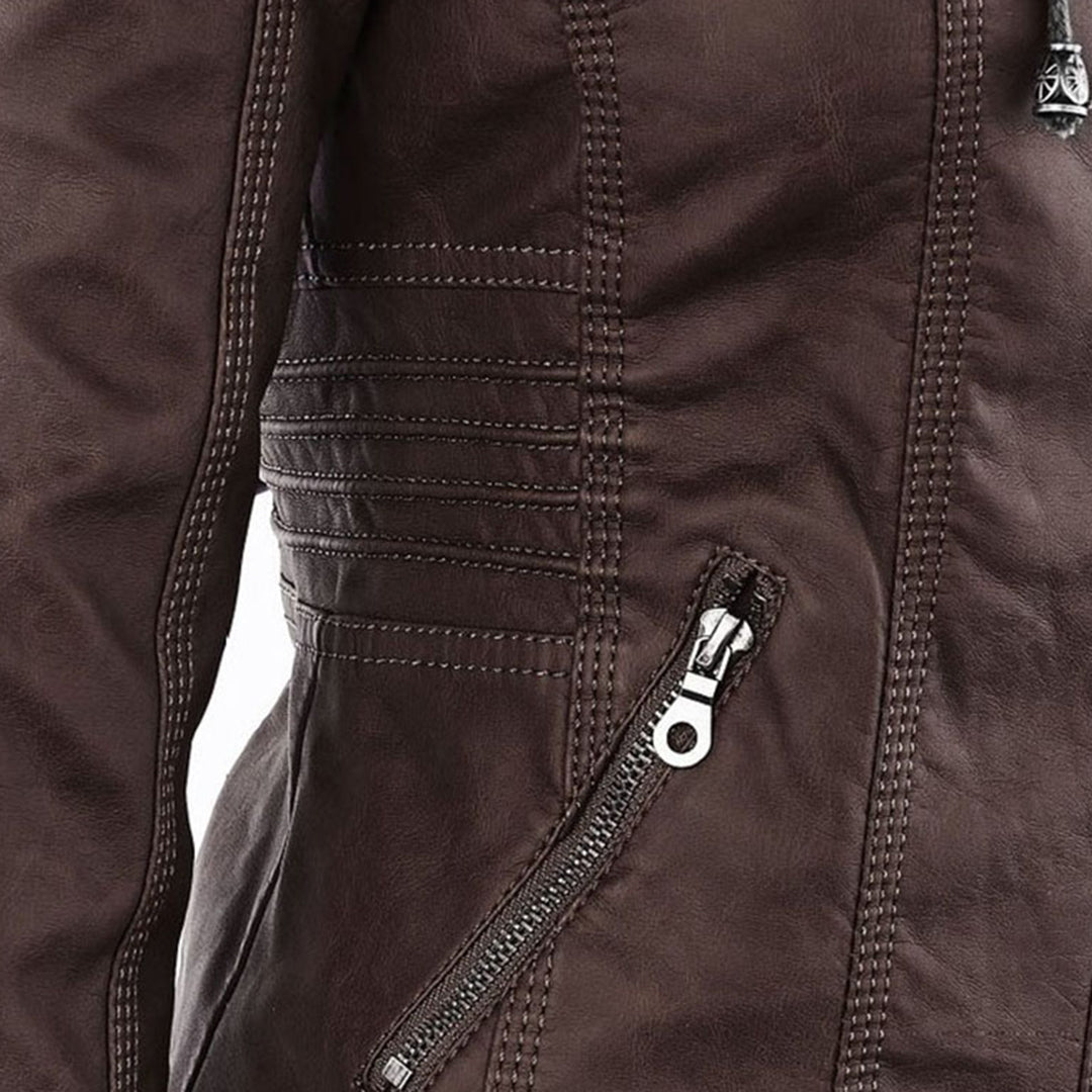 Damjacka i bikerstil med huva – Elegant och praktisk vardagsjacka
