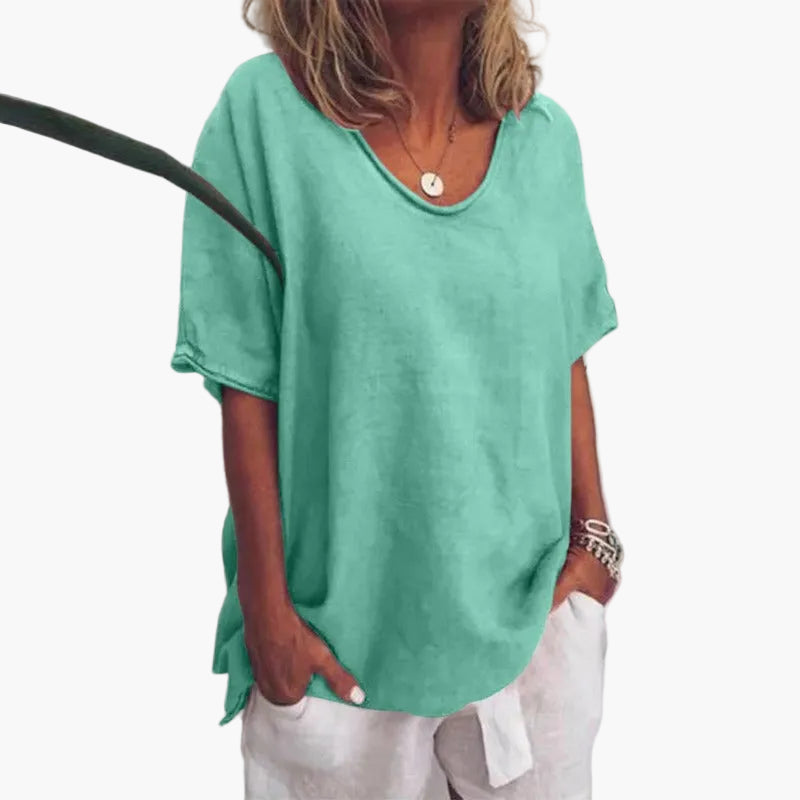 Dam Topp Ledig Vardagsstil – Klassisk Kortärmad Blus för Avslappnad Look