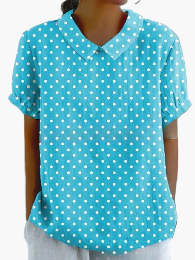 Dam Blus Vintage Blommönster Kortärmad Ledig Stil För Vardag & Arbete