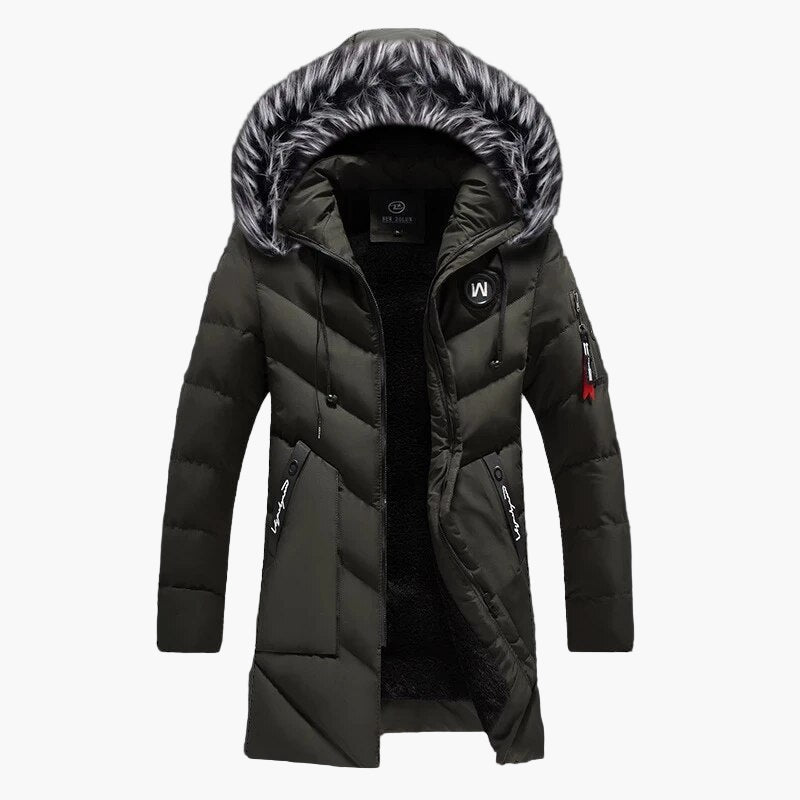 Herr Vinterparkas – Lång, Varm Jacka med Huva och Modern Urban Stil