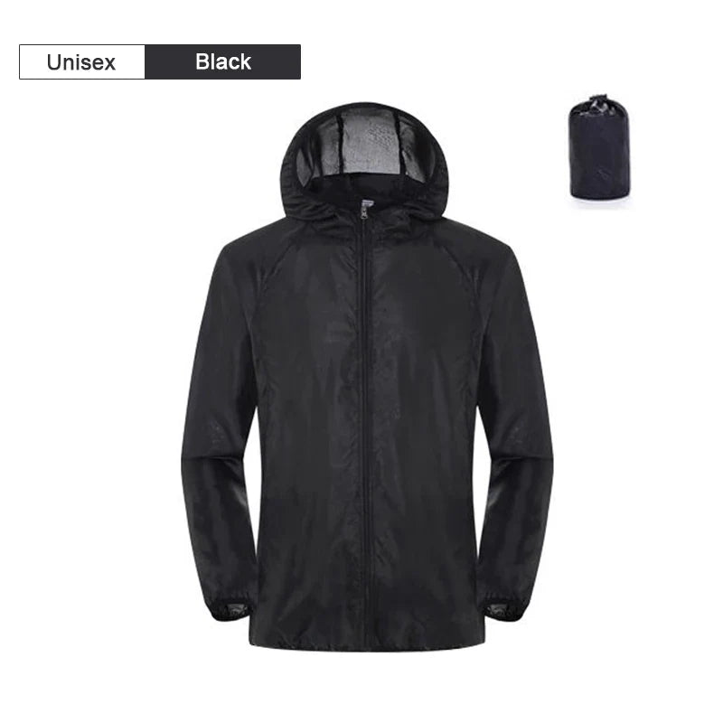 Unisex lättviktsjacka med huva, andningsbar, solskydd och vattenavvisande