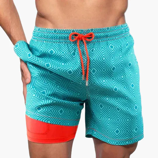 Herrarnas badshorts med innerbyxa – Snabbtorkande, sportig strandstil för aktiva dagar
