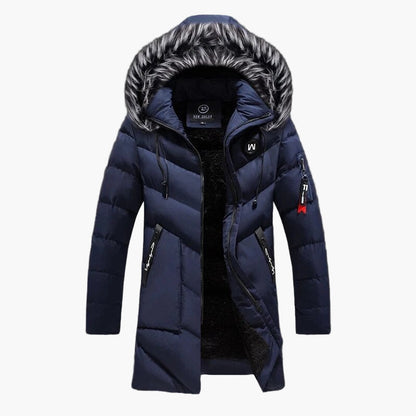 Herr Vinterparkas – Lång, Varm Jacka med Huva och Modern Urban Stil