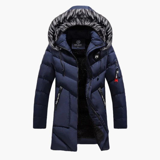 Herr Vinterparkas – Lång, Varm Jacka med Huva och Modern Urban Stil