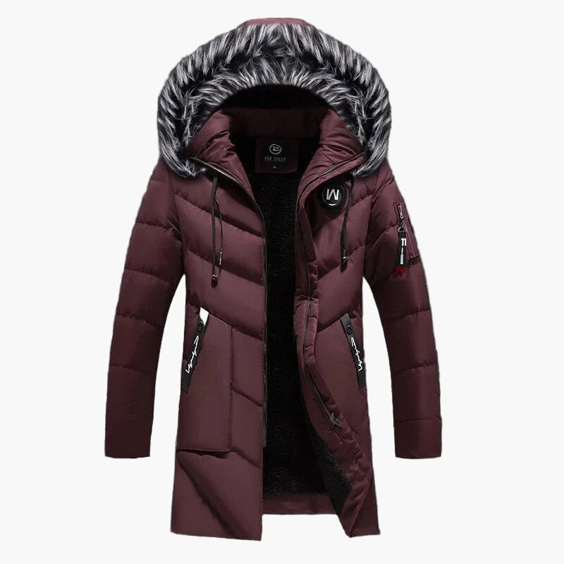 Herr Vinterparkas – Lång, Varm Jacka med Huva och Modern Urban Stil