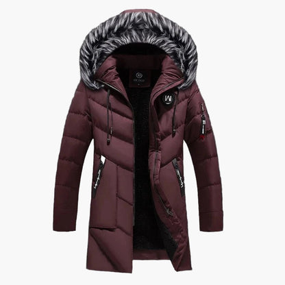 Herr Vinterparkas – Lång, Varm Jacka med Huva och Modern Urban Stil