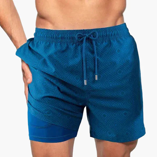 Herrarnas badshorts med innerbyxa – Snabbtorkande, sportig strandstil för aktiva dagar